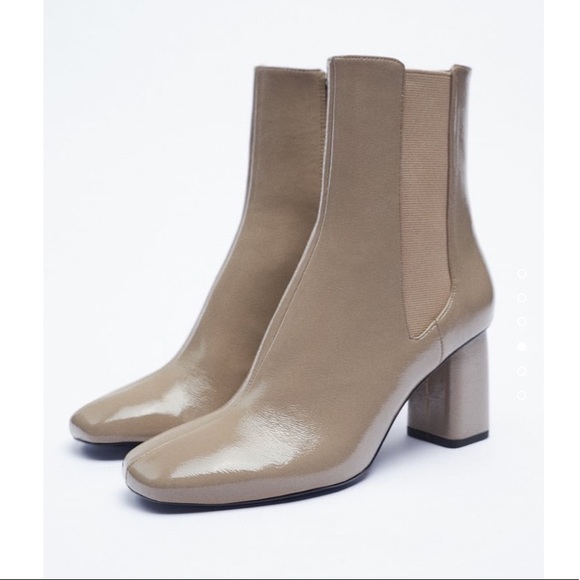 ZARA NEW HEELED BOOTIES BEIGE - Picture 1 of 6